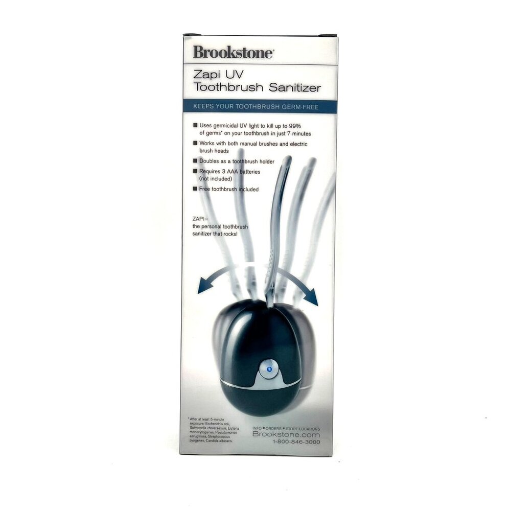 Brookstone Zapi UV Toothbrush Sanitizer Germicidal UV Light Gun Metal Gray New